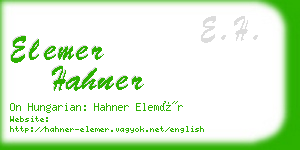 elemer hahner business card